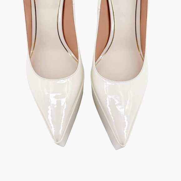 Valentino Garavani Tan-Go Platform Pumps EU 41 US 11 White Pointed High Heel - Picture 4 of 13